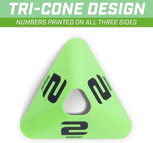 Miniatura 6 de GoSports Conos deportivos modernos, paquete de 12 con conos numerados, ideales para fútbol, baloncesto, fútbol y más