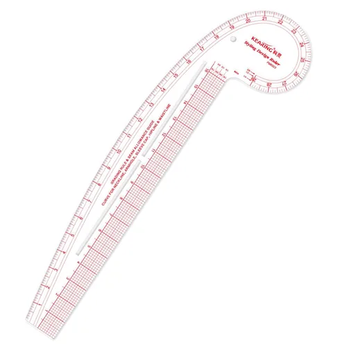 Miniatura 12 de KEARING Regla clásica curva francesa acrílica de 9 pulgadas (9.1 in), varía la forma de curva, regla de curva de medición de cadera transparente