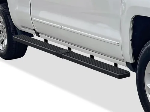 Miniatura 23 de APS - Estribos iBoard para Chevrolet con cabina extendida de 2 puertas completas + 2 puertas de apertura inversa, 4 pulgadas, Aluminio negro