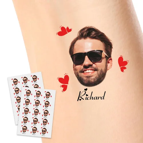 Miniatura 20 de YESCUSTOM Tatuajes temporales personalizados con foto, tatuaje facial personalizado con logotipo para adultos, parejas, mujeres, hombres, tatuajes