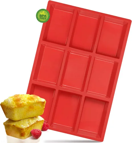 Walfos Mini molde de silicona para pan, molde mini antiadherente para pan, molde de silicona para hornear pan de 9 cavidades, perfecto para mini