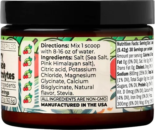 Miniatura 9 de Santa Cruz Paleo Polvo de electrolitos, Limonada de Cereza, mezcla de bebida de hidratación sin azúcar con sal rosa del Himalaya, sal marina