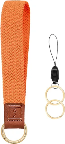 Miniatura 8 de Fishent Llavero elástico, bonito llavero de pulsera, cordón de muñeca tejido mejorado para llaves, llaveros para mujeres y hombres, llaves