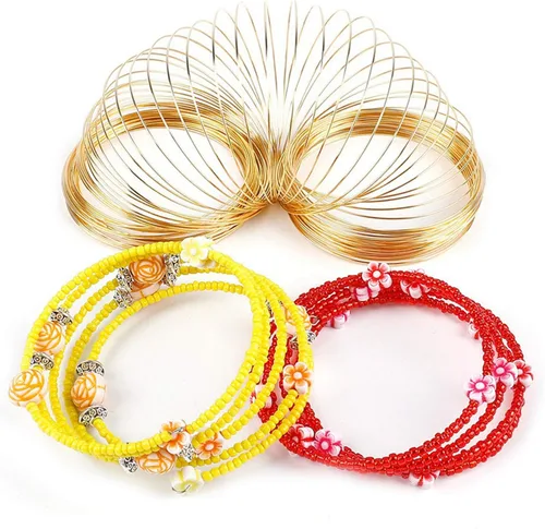 Miniatura 5 de Pulsera de 500 lazos para joyería con cuentas de memoria de alambre de memoria de acero para suministros de fabricación de joyas, creación de arte