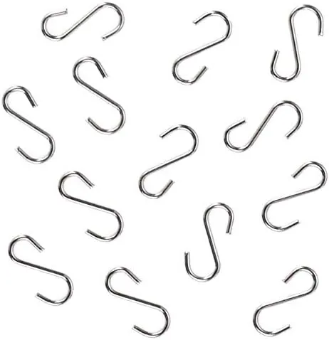 LASSUM 50 piezas de miniganchos en forma de S, ganchos de metal en forma de S para manualidades, joyería colgante, llavero, etiquetas (0.87 x 0.63