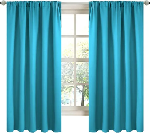 Miniatura 14 de LA PALMA Cortinas opacas con bolsillo para cortinero para sala de estar, bloqueo de luz, aislamiento térmico, reducción de ruido, cortinas