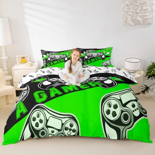 Miniatura 4 de Erosebridal Juego de funda de edredón para niños, niñas, niños y adolescentes, juego de ropa de cama de videojuegos, tamaño individual, funda