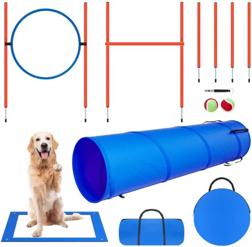 Miniatura 9 de Juego de equipo de entrenamiento de agilidad para perros, kit de entrenamiento de agilidad para carreras de obstáculos para cachorros, incluye 2