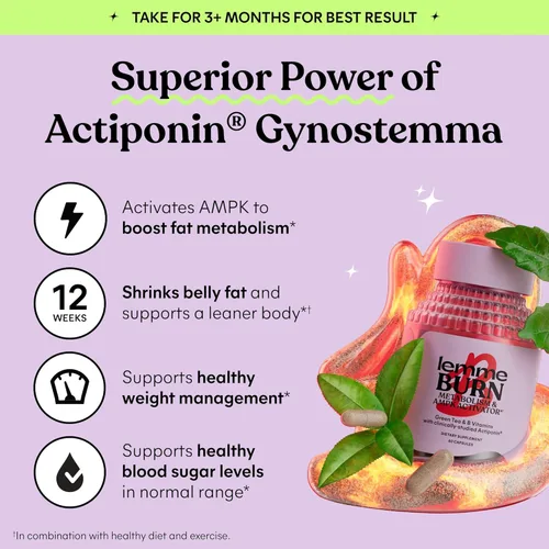 Miniatura 4 de Lemme Burn - Suplemento para el metabolismo, quema de grasa abdominal + activador de AMPK para hombres y mujeres con Actiponin Gynostemma