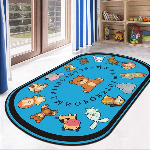 Alfombra antideslizante con estampado de mono y oso de alfabeto para niños, sala de estar, dormitorio, cuarto de bebé, 31 x 63 pulgadas