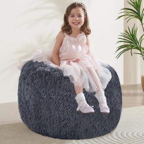 Miniatura 20 de Bean Bag Cover (No Filler) Soft Faux Fur Stuffed Animal Bean Bag Storage, Fluffy Plush Bean Bag Chair Cover Washable, Comfy Bean Bag Covers for Dark