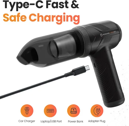 Miniatura 3 de Hedgehog TurboVAC - Aspiradora portátil 3 en 1 para automóvil, soplador y bomba de aire, aspiradora de mano para automóvil con USB C recargable