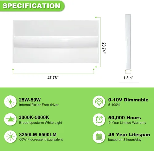Miniatura 2 de Cortelco Luz LED Troffer de 2 x 4 - 25 W/30 W/35 W/40 W/50 W, hasta 7500 lúmenes, 4 CCT seleccionables 3000 K/3500 K/4000 K/5000 K, panel de techo
