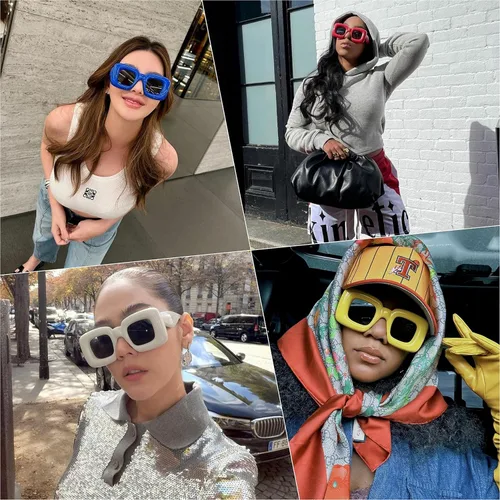 Miniatura 2 de VANLINKER Lindas gafas de sol cuadradas infladas para mujeres y hombres, gafas gruesas retro con marco grueso divertido máscara sombras VL9733