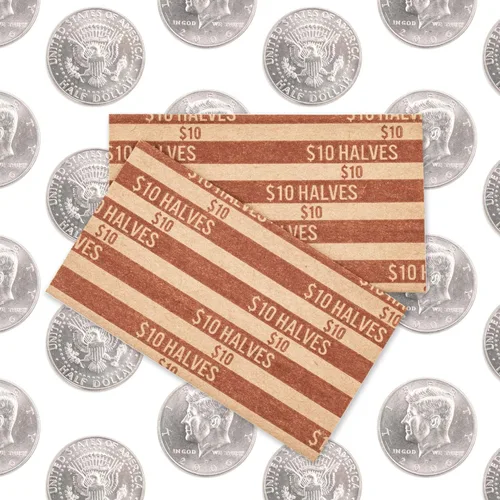 Miniatura 4 de Envoltorios de monedas de medio dólar, 100 envoltorios de monedas a rayas planas