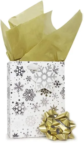 Miniatura 6 de UNIQOOO 60 hojas grandes de papel de seda de lámina dorada metálica de 26 x 20 pulgadas a granel, reciclable y duradero para bolsas de regalo, cajas