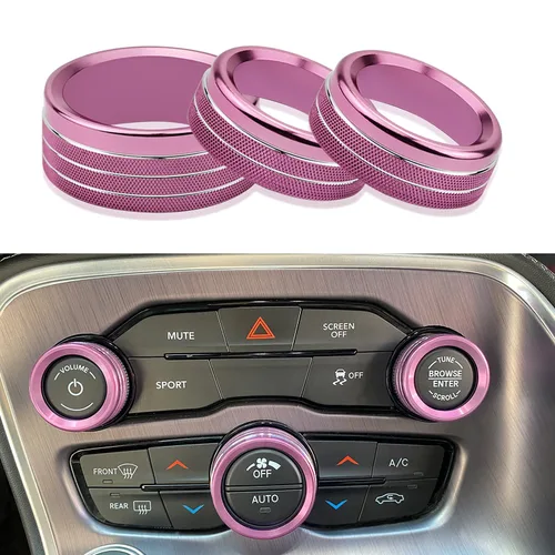 Miniatura 9 de Para Dodge Challenger Charger (2015-2021), cubierta de perilla de control de clima de CA, interruptor de sintonización de volumen automático, ajuste