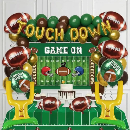 Miniatura 10 de Decoraciones de fiesta de cumpleaños de béisbol y con arco de globos rojo, blanco, azul marino y nude, guantes de bate de béisbol, globos de papel