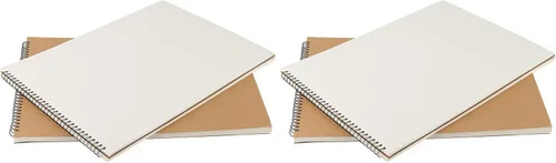 Miniatura 8 de SENJEOK 2 blocs de dibujo encuadernados en espiral A3, 11.7 x 16.5 pulgadas, cuaderno de bocetos de cubierta marrón, bloc de bocetos A3 para pintar