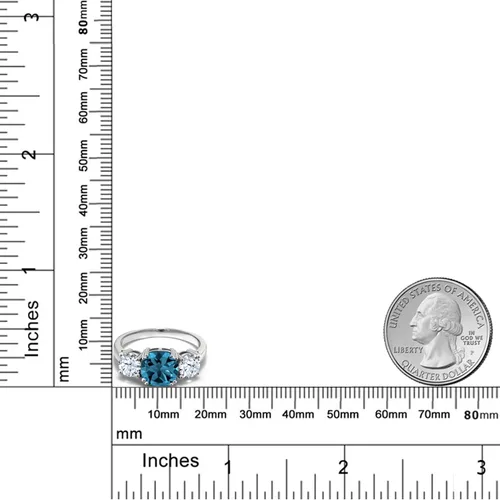 Miniatura 4 de Gem Stone King Anillo Meghan de plata de ley 925 con topacio azul Londres (4.24 quilates, piedra natal disponible en tallas 5, 6, 7, 8, 9), Metal