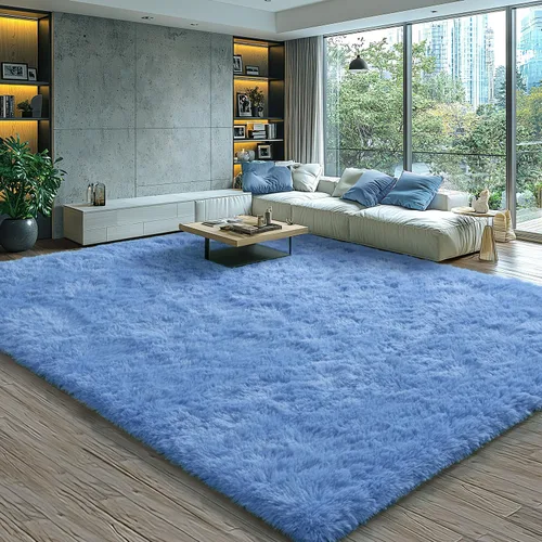 Miniatura 58 de EVOIONOS - Alfombra redonda gris para dormitorio, 5x5 pies; alfombras circulares suaves y esponjosas para sala de estar, alfombras de felpa peludas