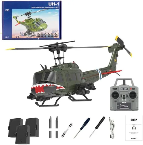 Miniatura 14 de Helicóptero RC 1/48 para adultos, RC ERA C032 UH-1 Huey 2.4G 6CH Gyro estabilizado aeronave de control remoto con retención de altitud y flujo