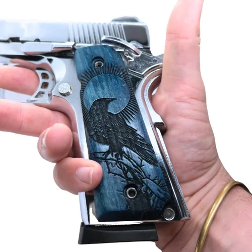 Miniatura 4 de 1911 Raven & Moon Series, 1911 Wooden Pistol Grips, Ambi Safety Cut for 1911 Full Size, 1911 Accessories, Artistic Collector Design