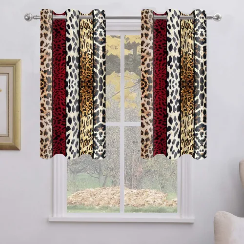 Miniatura 57 de Cortina opaca con estampado de animales salvajes, para oscurecer la habitación, con aislamiento térmico, con ojales para sala, comedor, dormitorio