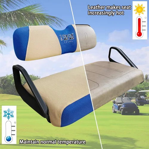Miniatura 4 de 10L0L Fundas de asiento de carrito de golf para EZGO TXT RXV y Club Car DS 2000-up, tela de malla de aire transpirable lavable, color beige y azul