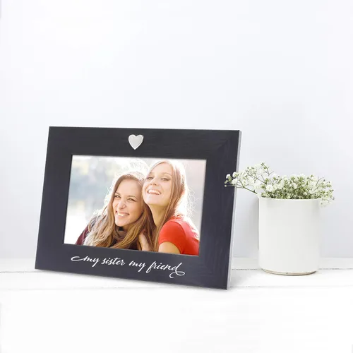 Miniatura 3 de Marco de fotos de corazón plateado negro para foto 4x6 (Mi hermana, mi amiga) 4x6 Picture Frame, Black Photo Frame, Tabletop Display, Birthday