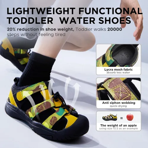 Miniatura 2 de Sandalias de verano para niños y niñas, sandalias de agua con puntera cerrada, secado rápido, sandalias ligeras para deportes al aire libre
