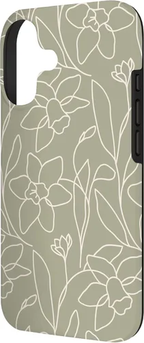 Miniatura 2 de Poppy Flower Line Art Modern Leaves Boho Artichoke Green Case for iPhone 17