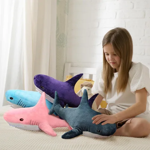 Miniatura 6 de Animal de Peluche Tiburón 11" Lindo Juguete de Tiburón Almohadas de Peluche Tiburones de Algodón Suave Peluches Muñeco de Animal Marino del Océano