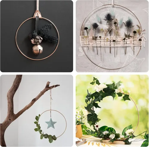 Miniatura 6 de Paquete de 8 anillos de metal para manualidades, anillos de macramé de 18 pulgadas, suministros de atrapasueños, centros de mesa circulares de aro