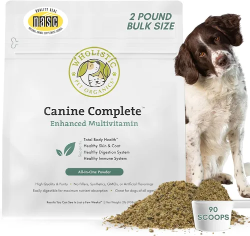 Wholistic Pet Organics Canine Complete - Polvo multivitamínico para perros, 2 libras, vitaminas diarias para perros y suplementos para alimentos