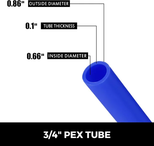 Miniatura 2 de VEVOR Tubo PEX sin barrera de oxígeno de 300 pies, tubo PEX azul de 3/4 de pulgada, tubo de calor radiante EVOH Pex-B, fontanería duradera