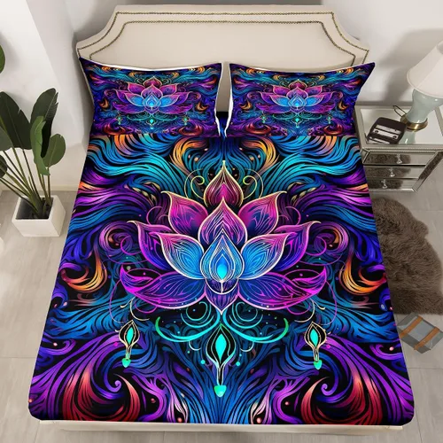 Miniatura 38 de Erosebridal Southwestern - Sábanas de cama bohemias aztecas, tamaño individual, sábanas hippie de cachemira, ropa de cama de estilo exótico, funda