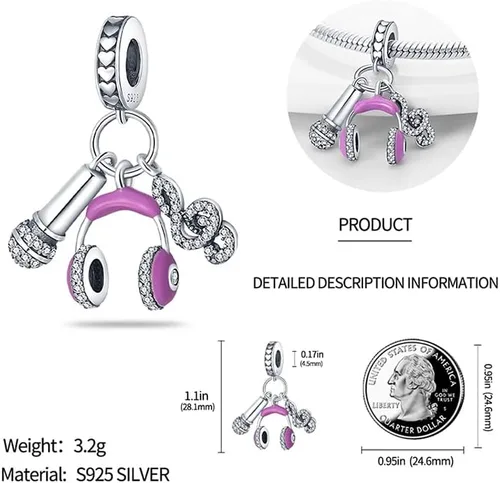 Miniatura 3 de Pandach 925 Sterling Silver Charms for Bracelets Necklace with 5A CZ Stones Dangle Pendant Bead Jewelry Beads Gifts for Women