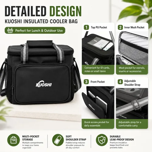 Miniatura 3 de Lonchera térmica aislada de 14 litros para hombres y mujeres, bolsa refrigeradora a prueba de fugas con forro de carcasa dura y bolsa tipo tote