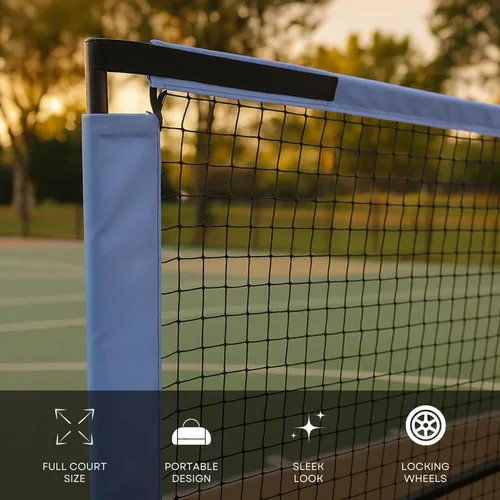 Miniatura 2 de Prince - Red de pickleball de cancha completa + ruedas, fácil de transportar, ideal para montar canchas en cualquier lugar (azul)