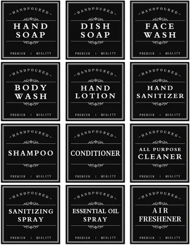Etiquetas de jabón blancas impermeables para botellas de plástico y vidrio, dispensador de jabón de manos para baño/cocina, etiquetas extraíbles