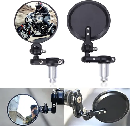 Miniatura 11 de Espejos retrovisores negros 7/8 22mm universales redondos CNC para motocicleta, para bicicleta de calle, bicicleta deportiva, Cafe Racer