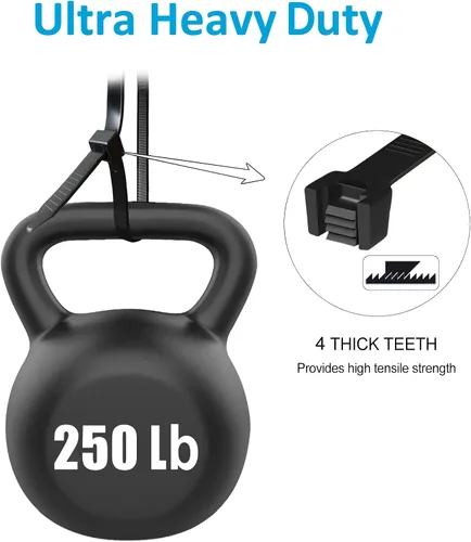 Miniatura 4 de Bridas grandes resistentes para exteriores de 48 pulgadas (paquete de 25), bridas resistentes de 250 libras, color negro, LOCKLOCK