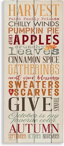Stupell Industries Diseño de textura de madera con palabra de calabaza de otoño, Halloween, diseñado por Stephanie Workman Marrott, 10 x 24
