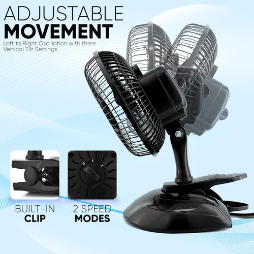Miniatura 4 de RamPro Escritorio portátil y ventilador de clip, ventiladores de 6 pulgadas, enchufe pequeño y silencioso, pequeño ventilador de refrigeración Negro