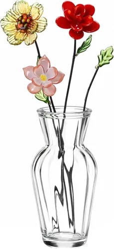 Miniatura 7 de HunnmingRe 5 piezas de flores de vidrio con jarrón, decoración de flores de mes de nacimiento de mayo, ramo de flores de cumpleaños de vidrio