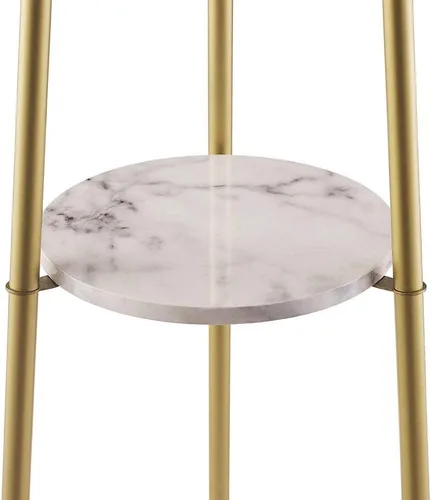 Miniatura 5 de ROSEN GARDEN Lámpara de pie, luz de lectura de pie con estantes y pantalla de tela, lámpara moderna de poste alto, iluminación decorativa de muebles