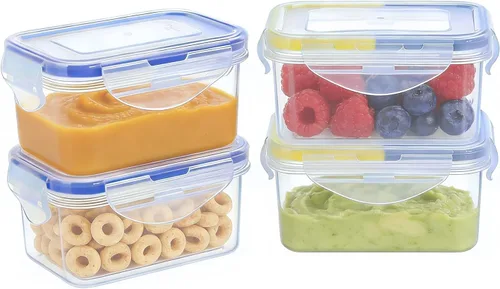 Miniatura 27 de KIGI Pequeño recipiente de plástico para almacenamiento de alimentos para aperitivos, almuerzo y preparación de comidas, sin BPA, tapas herméticas