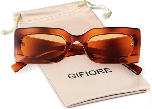 Miniatura 7 de GIFIORE Gafas de sol rectangulares retro de los años 90 para mujer, gafas gruesas de moda, marco negro y rosa