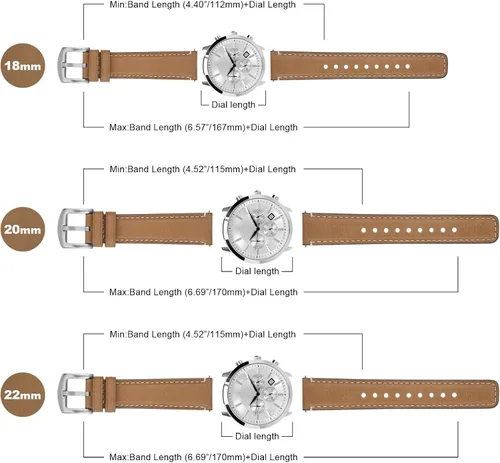 Miniatura 5 de Fullmosa Correa de reloj de liberación rápida de 0.866in, 0.787in, 0.709in, correas de cuero bruñido para Samsung Galaxy WatchHuaWei WatchGarmin